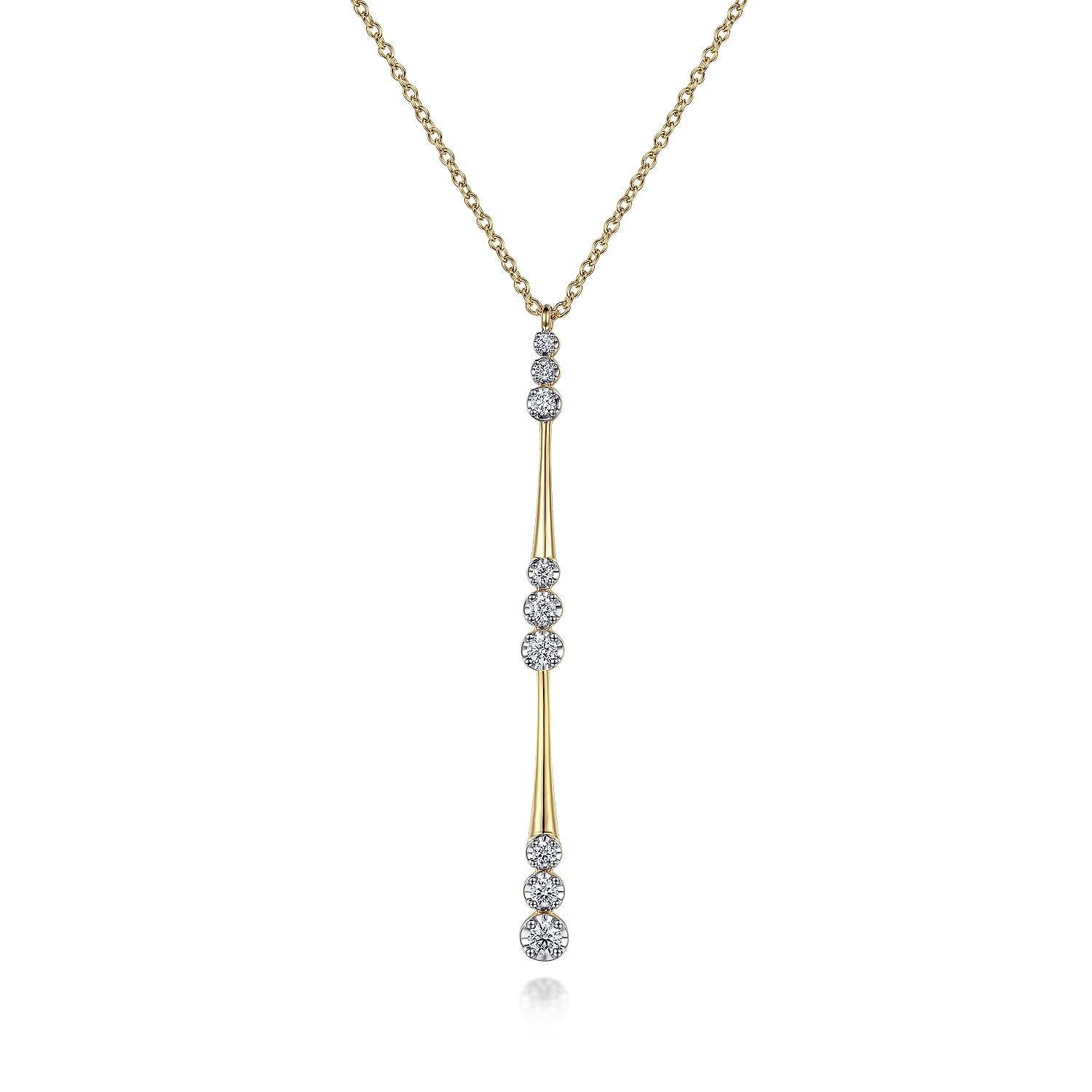 14 KARAT YELLOW GOLD GRADUATED DIAMOND STATION DROP Y NECKLACE