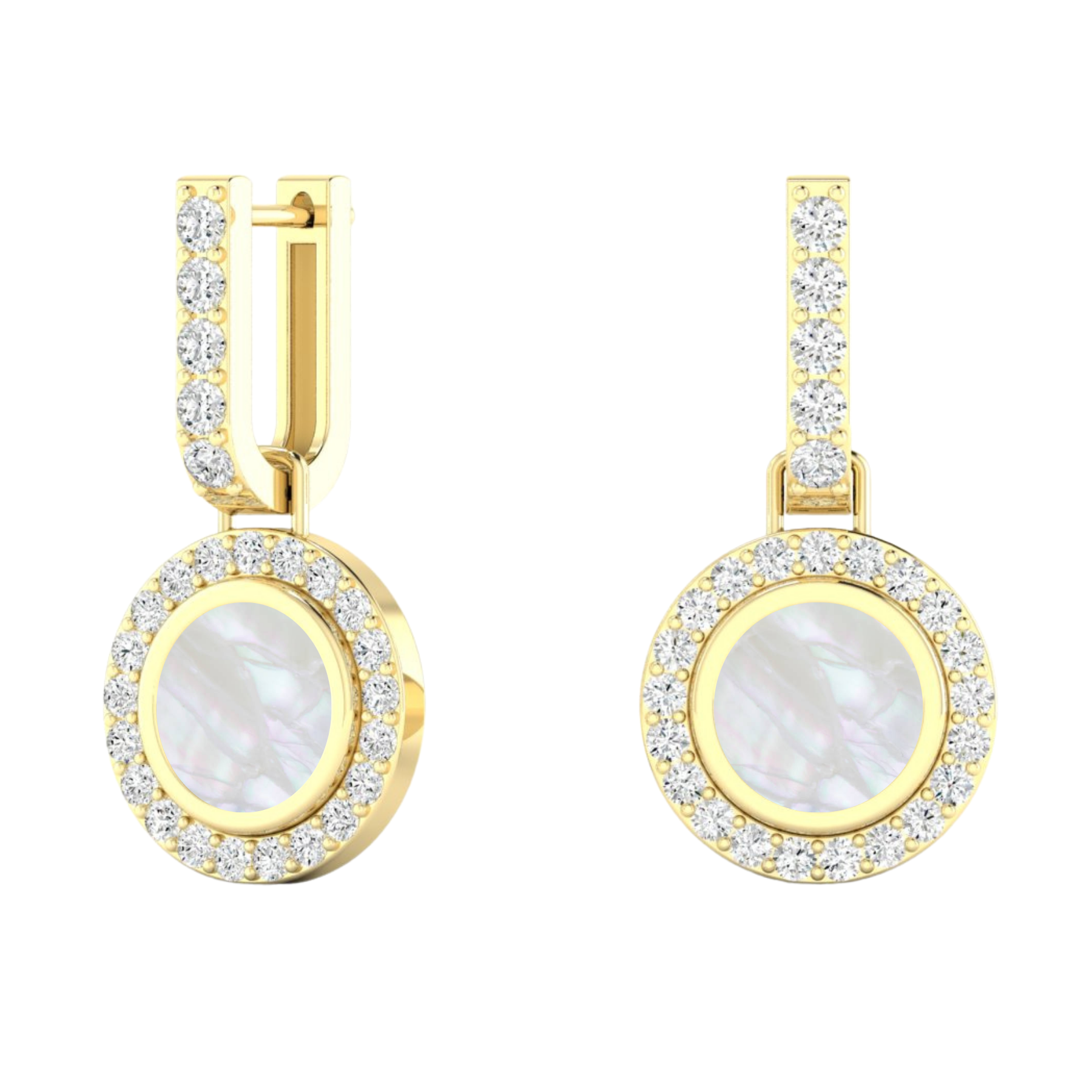 14K YELLOW LAB GROWN DIAMOND AND MOTHER OF PEARL EARRINGS