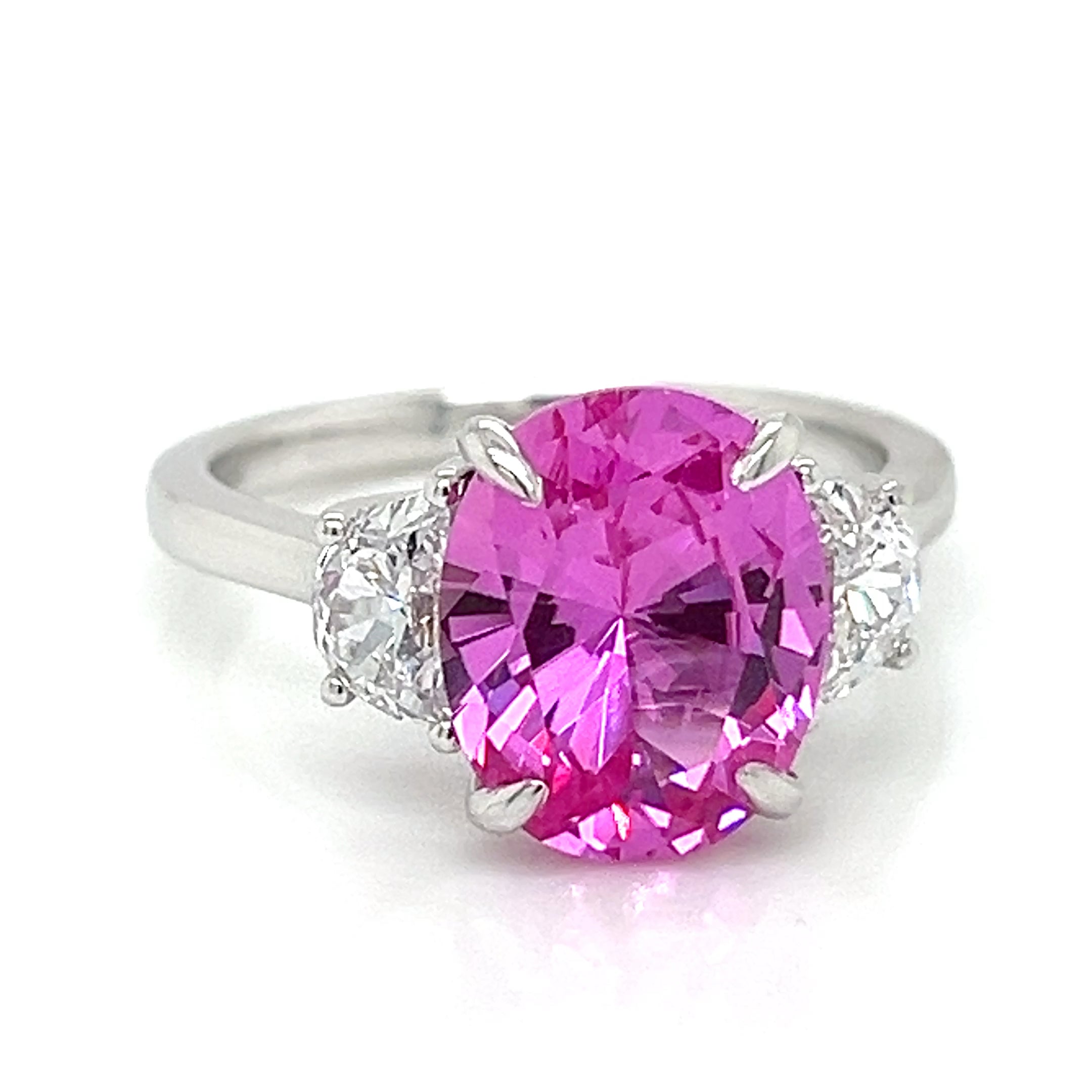 LAB GROWN PINK SAPPHIRE AND DIAMOND RING