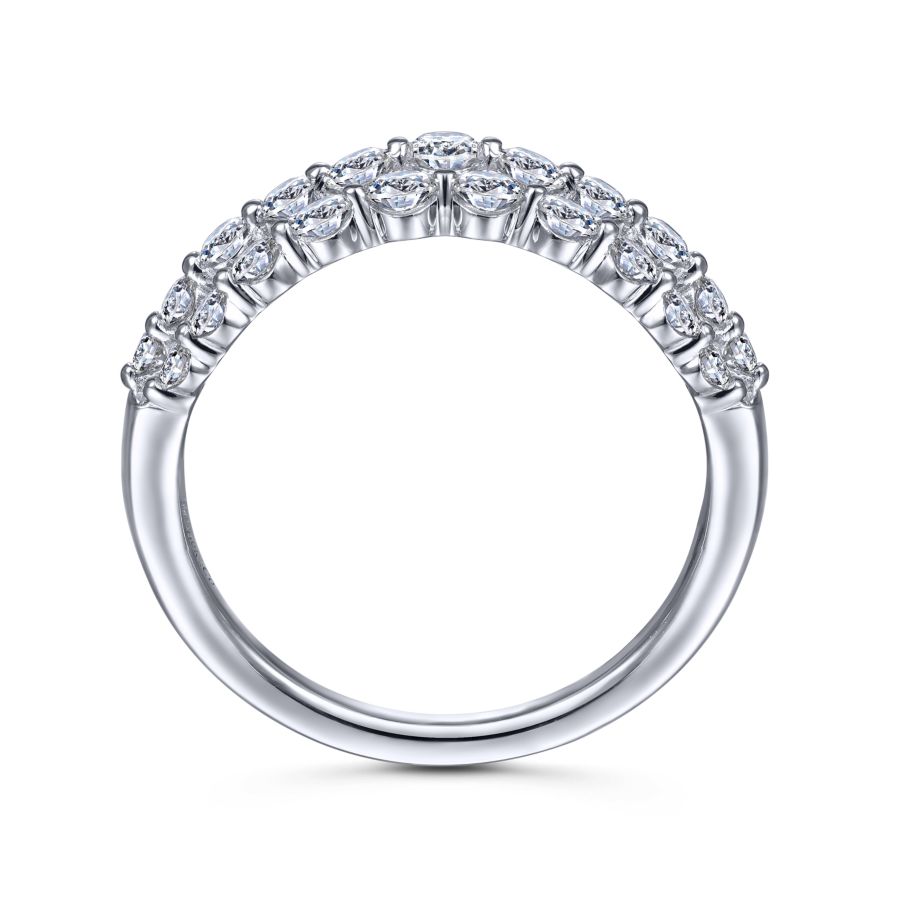 14K White Gold Multi Row Diamond Ring