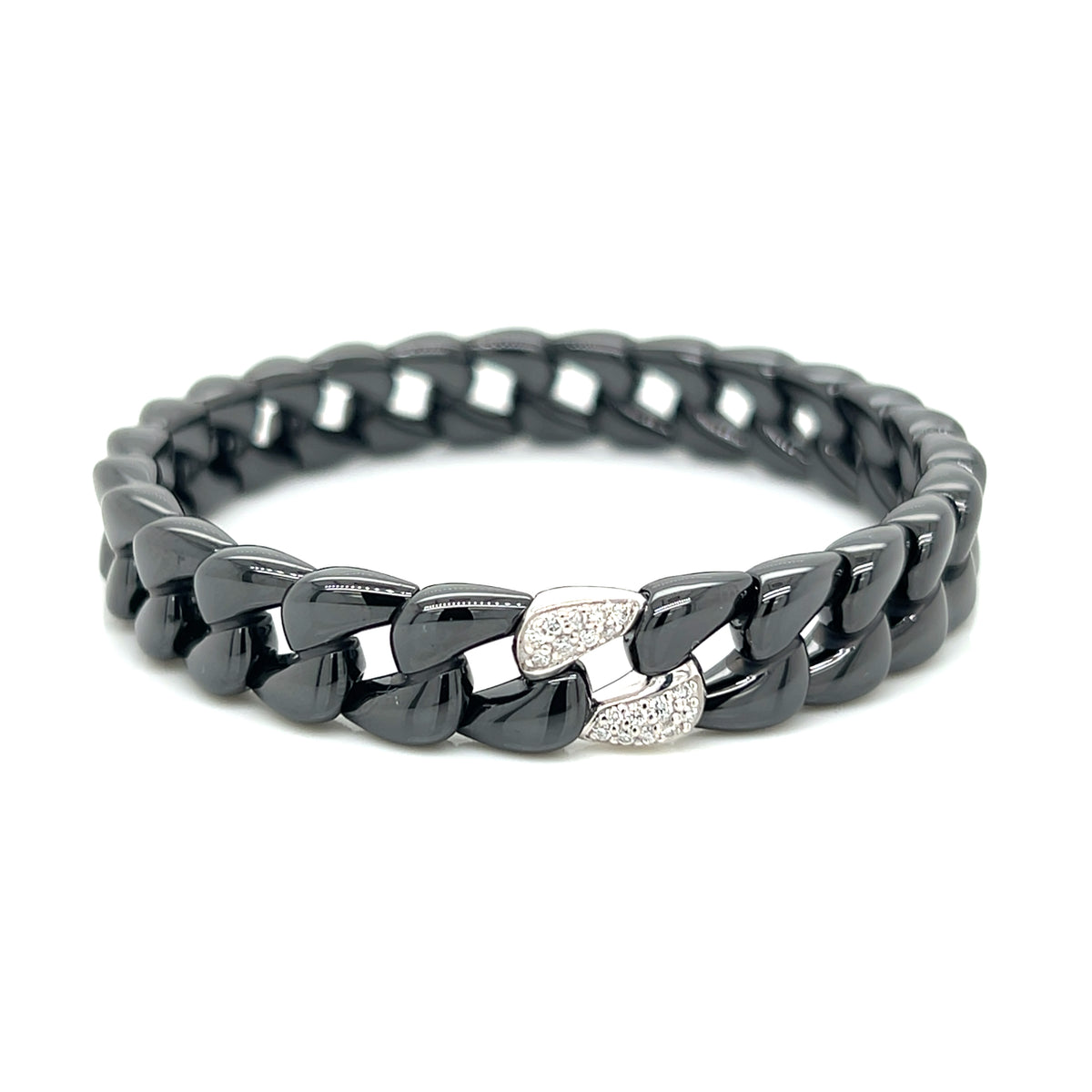 Polish Black Ceramic Diamond Stretch Bracelet