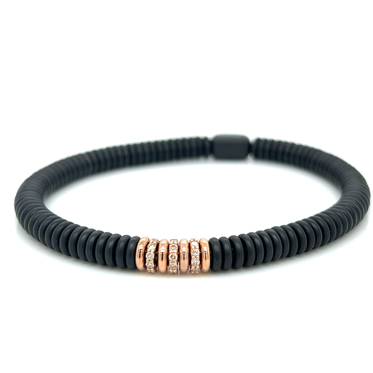 Matte Black Ceramic Diamond Stretch Bracelet
