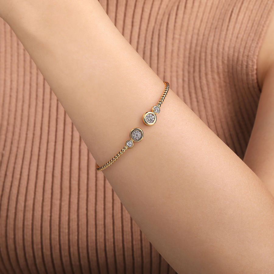 14K WHITE AND YELLOW GOLD DIAMOND BUJUKAN BANGLE