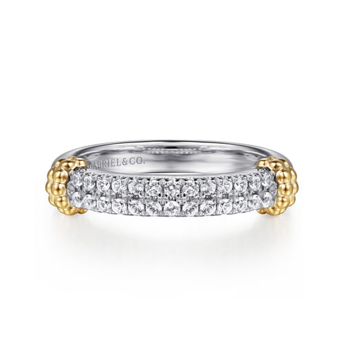 14K YELLOW GOLD AND STERLING SILVER BUJUKAN WHITE SAPPHIRE STACKABLE RING