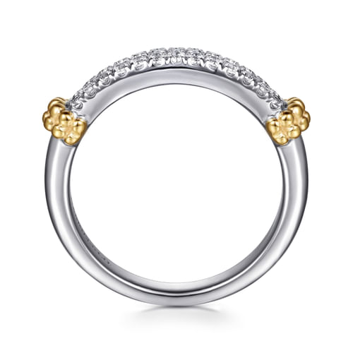 14K YELLOW GOLD AND STERLING SILVER BUJUKAN WHITE SAPPHIRE STACKABLE RING