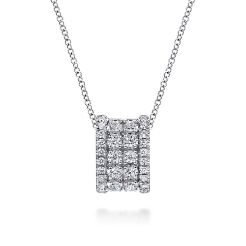 14K WHITE GOLD DIAMOND PENDANT NECKLACE