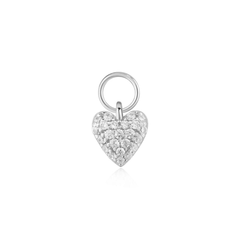 SILVER HEART PAVE EARRING CHARM