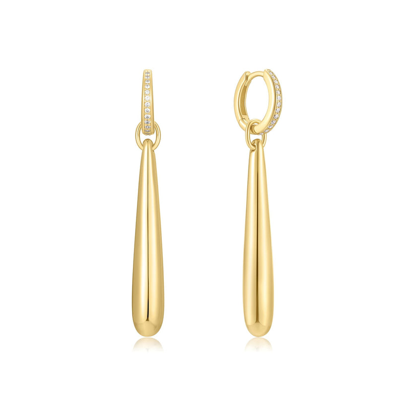 GOLD LONG WATER DROPLET DROP EARRINGS