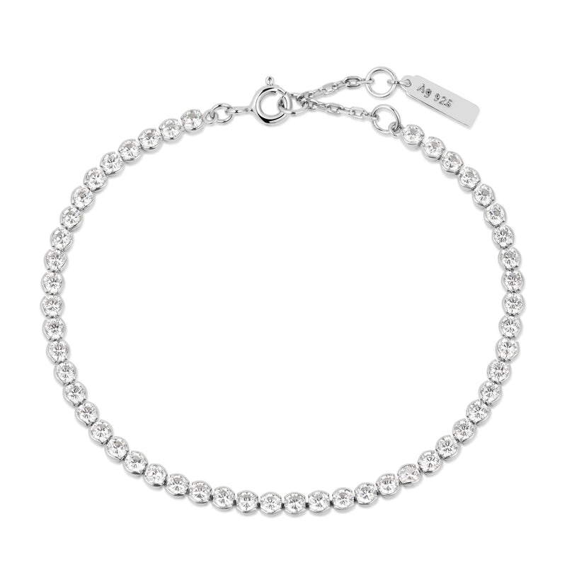 SILVER ROW BEZEL SET BRACELET