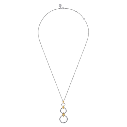 14 KARAT YELLOW GOLD AND STERLING SILVER BUJUKAN ROUND LINK PENDANT NECKLACE