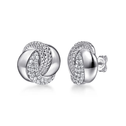 STERLING SILVER BUJUKAN AND WHITE SAPPHIRE SPIRAL STUD EARRINGS