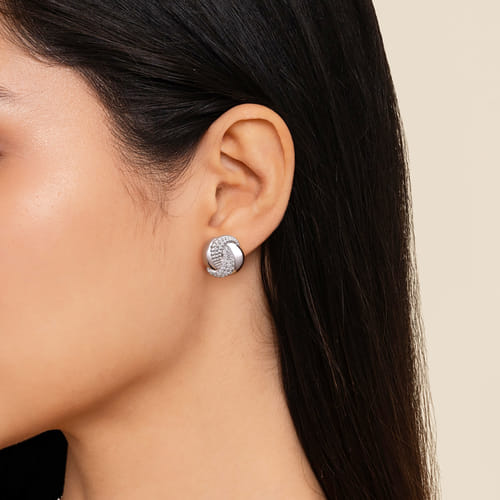 STERLING SILVER BUJUKAN AND WHITE SAPPHIRE SPIRAL STUD EARRINGS