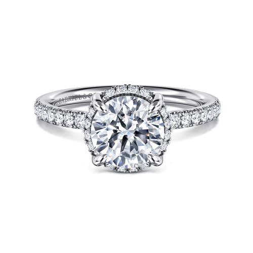 14 KARAT WHITE GOLD ROUND HIDDEN HALO DIAMOND ENGAGEMENT RING