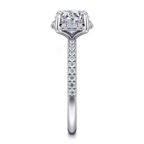 14 KARAT WHITE GOLD ROUND HIDDEN HALO DIAMOND ENGAGEMENT RING