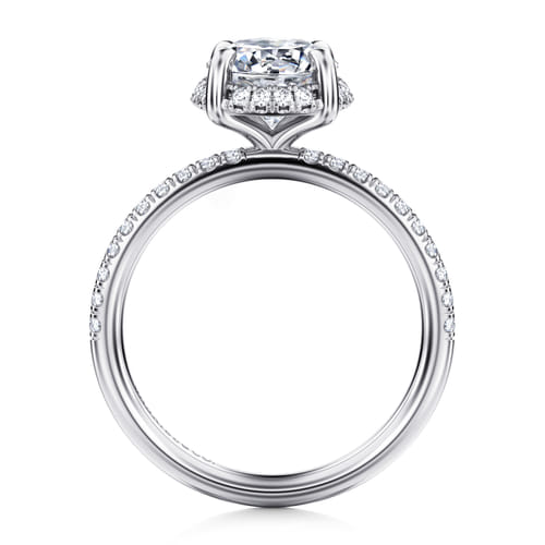 14 KARAT WHITE GOLD ROUND HIDDEN HALO DIAMOND ENGAGEMENT RING