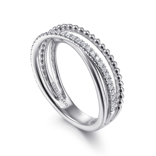 STERLING SILVER WHITE SAPPHIRE BUJUKAN CRISS CROSS RING