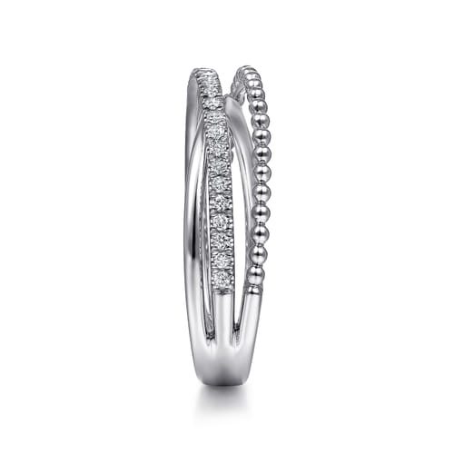 STERLING SILVER WHITE SAPPHIRE BUJUKAN CRISS CROSS RING