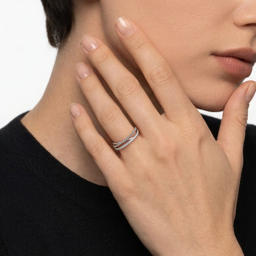 STERLING SILVER WHITE SAPPHIRE BUJUKAN CRISS CROSS RING