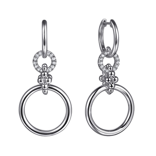 STERLING SILVER AND WHITE SAPPHIRE DROP LINK EARINGS