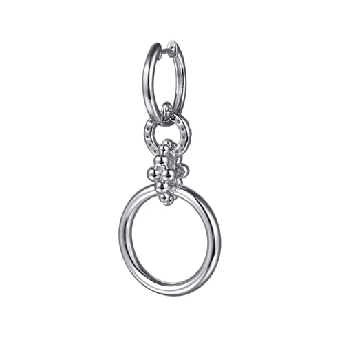 STERLING SILVER AND WHITE SAPPHIRE DROP LINK EARINGS