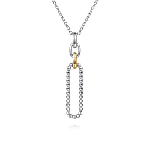 14 KARAT YELLOW GOLD AND STERLING SILVER BUJUKAN LINK PENDANT NECKLACE