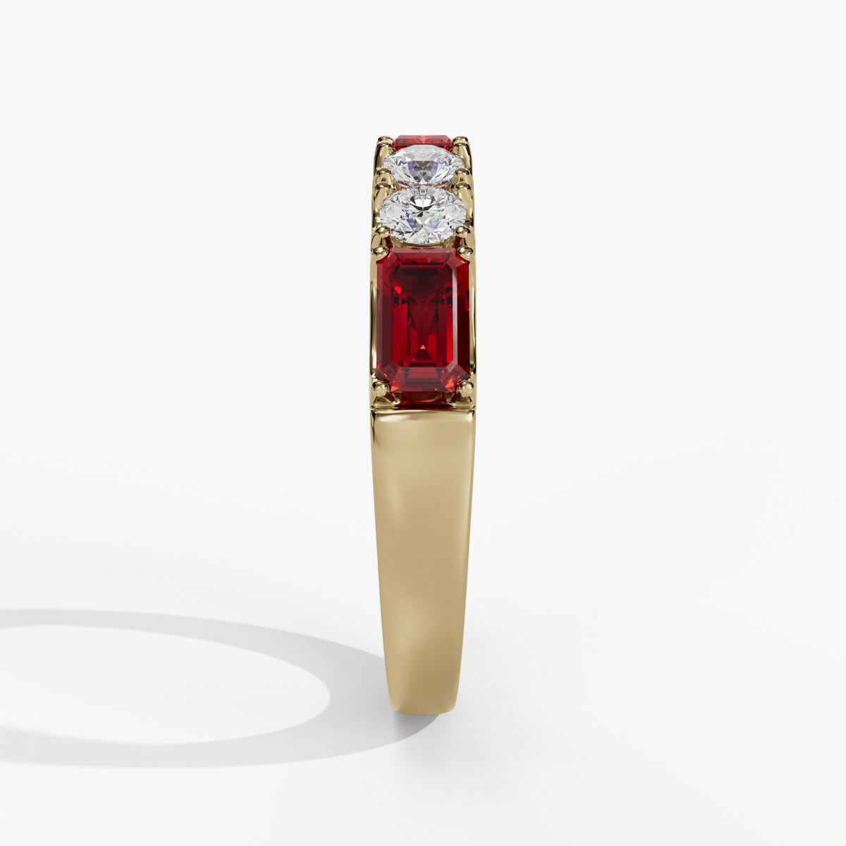 LAB-CREATED RUBY BAGUETTE AND ROUND LAB DIAMOND FASHION BAND