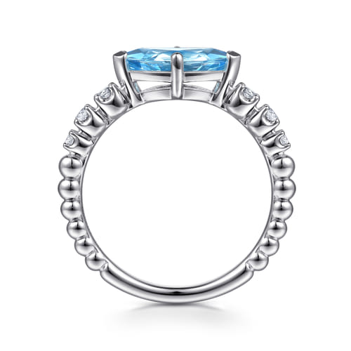 STERLING SILVER BUJUKAN BLUE TOPAZ AND WHITE SAPPHIRE RING