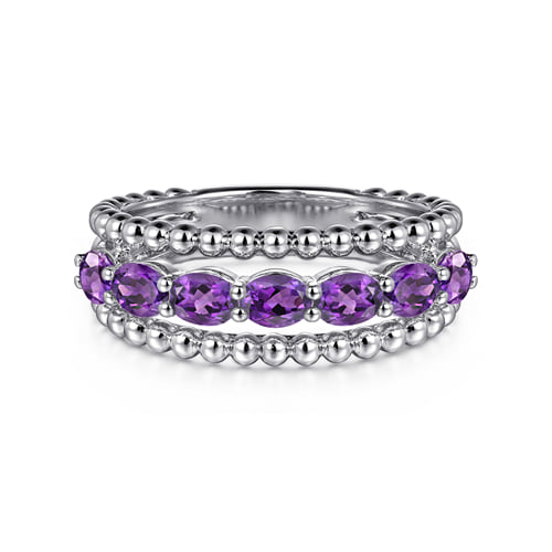 STERLING SILVER BUJUKAN AMETHYST EASY STACKABLE RING