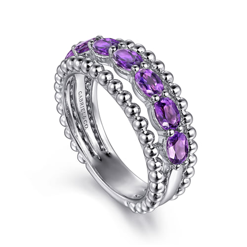 STERLING SILVER BUJUKAN AMETHYST EASY STACKABLE RING