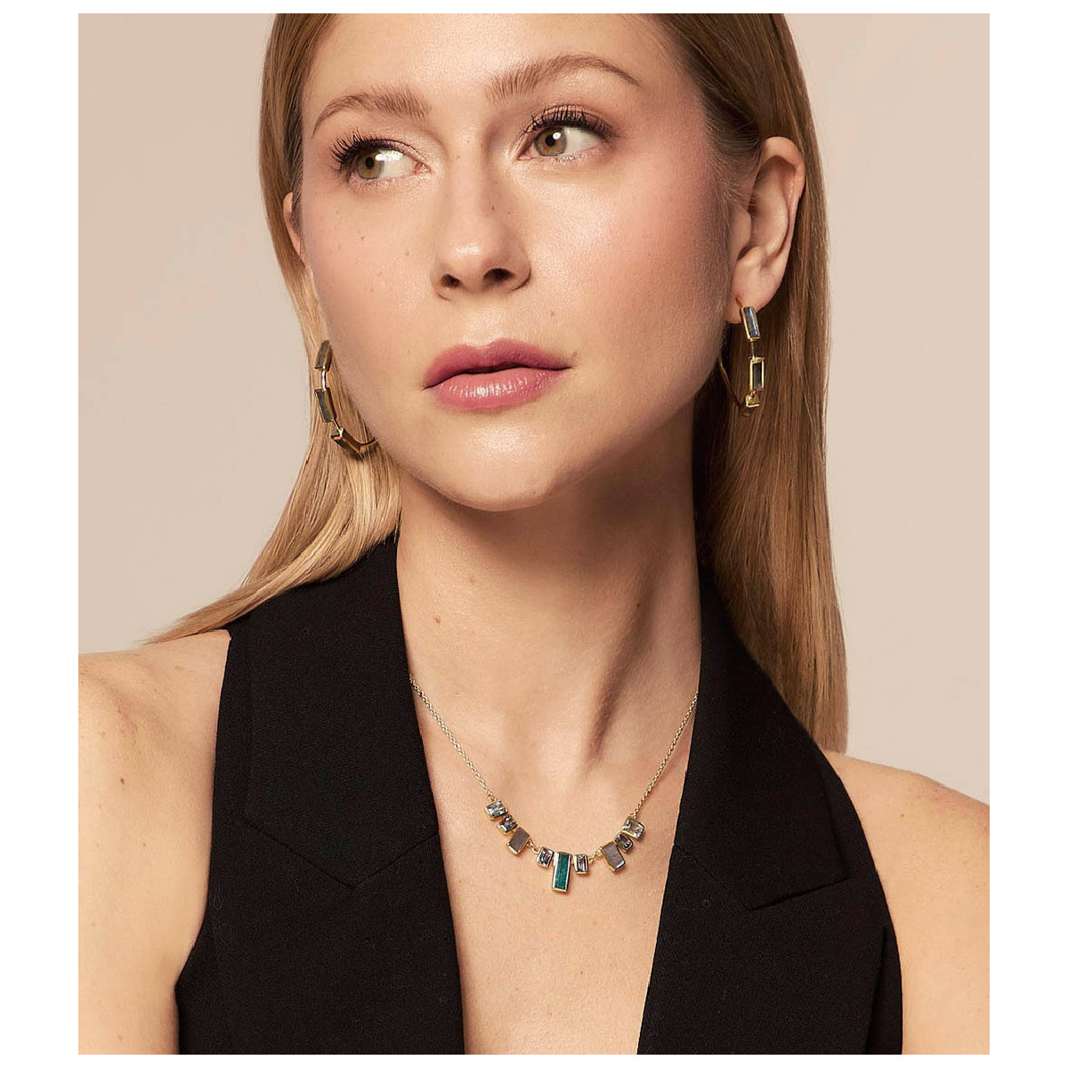 MULTICOLOR SKYLINE NECKLACE IN STERLING SILVER WITH 18 KARAT GOLD VERMEIL