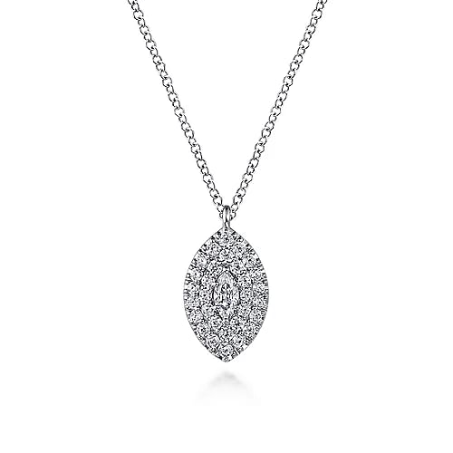 14K WHITE GOLD DIAMOND PENDANT NECKLACE
