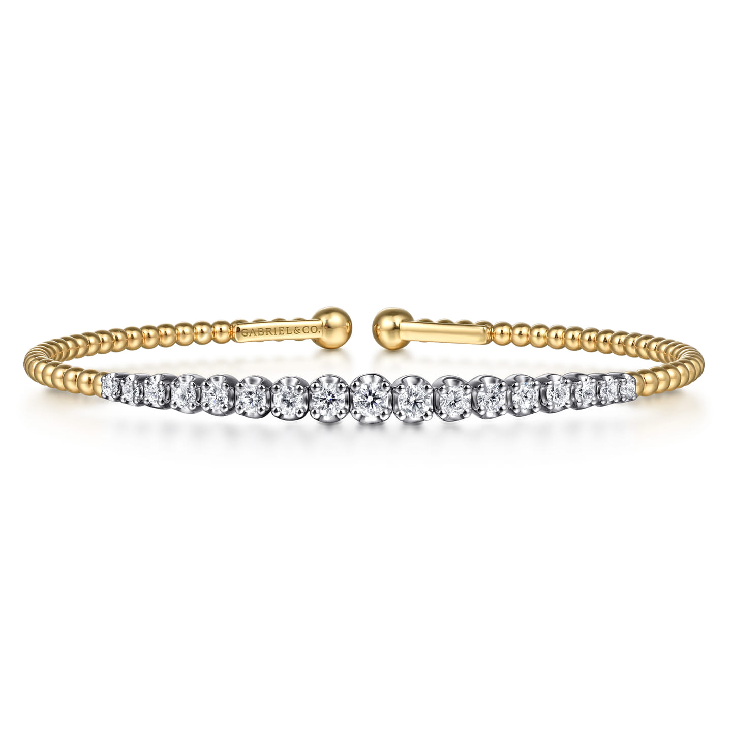 14 KARAT WHITE AND YELLOW GOLD DIAMOND BUJUKAN BANGLE