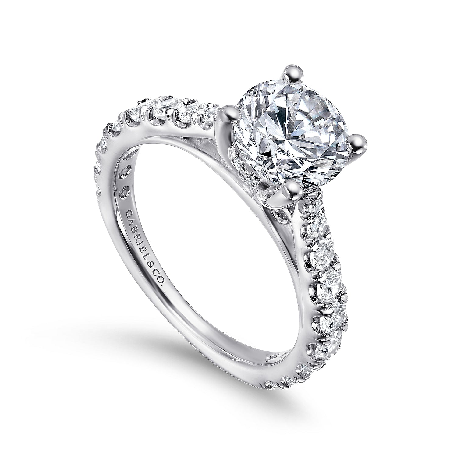 14K WHITE GOLD ROUND DIAMOND ENGAGEMENT RING