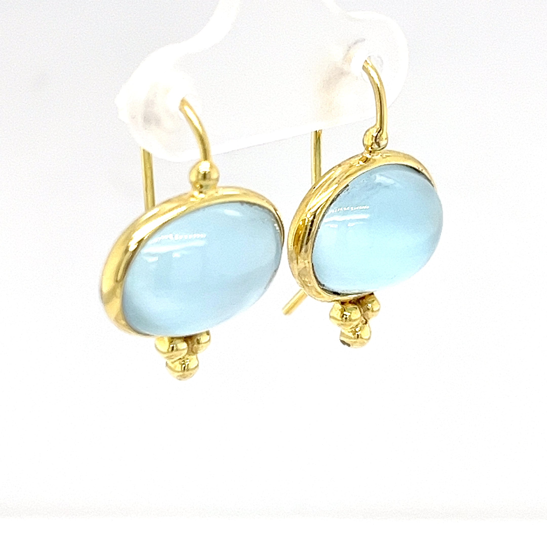 14KY BLUE TPZ CABOCHON EARRINGS