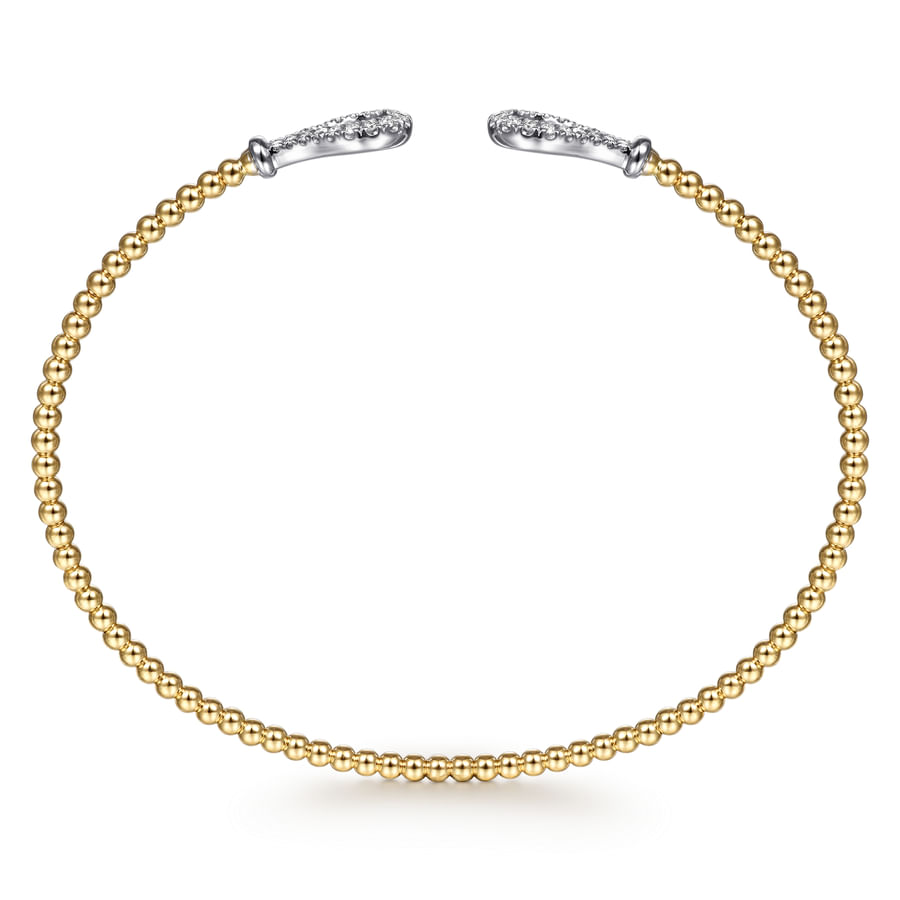 14K YELLOW0WHITE GOLD BUJUKAN DIAMOND TEARDROPS BANGLE