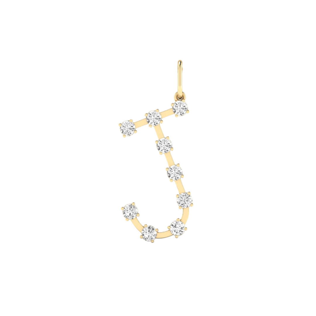 14K YELLOW LAB GROWN DIAMOND LETTER J