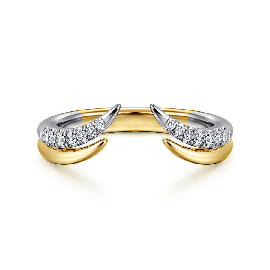 CURVED 14K WHITE-YELLOW GOLD U SETTING DIAMOND OPEN ANNIVERSARY BAND