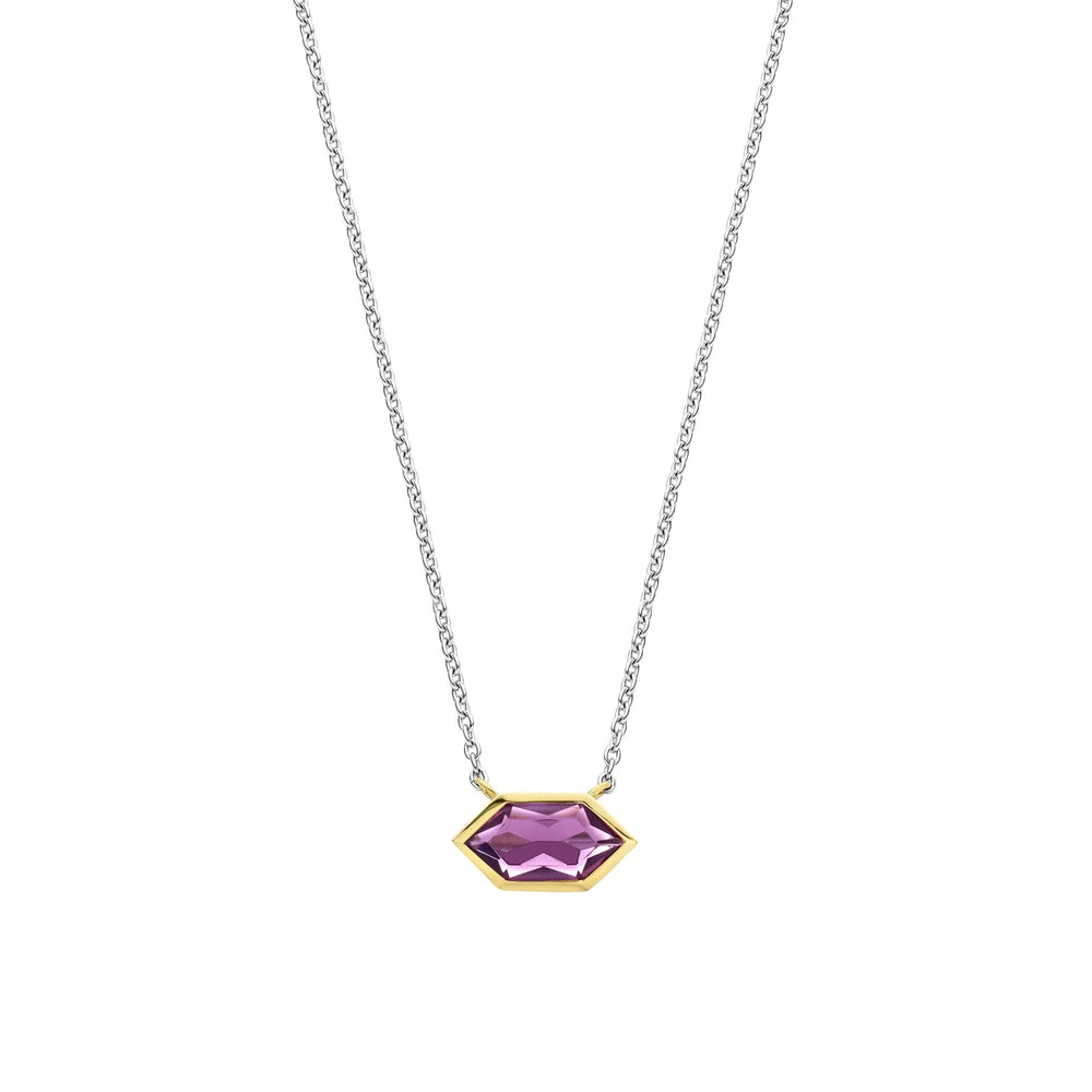 STERLING SILVER PURPLE HEXAGON NECKLACE