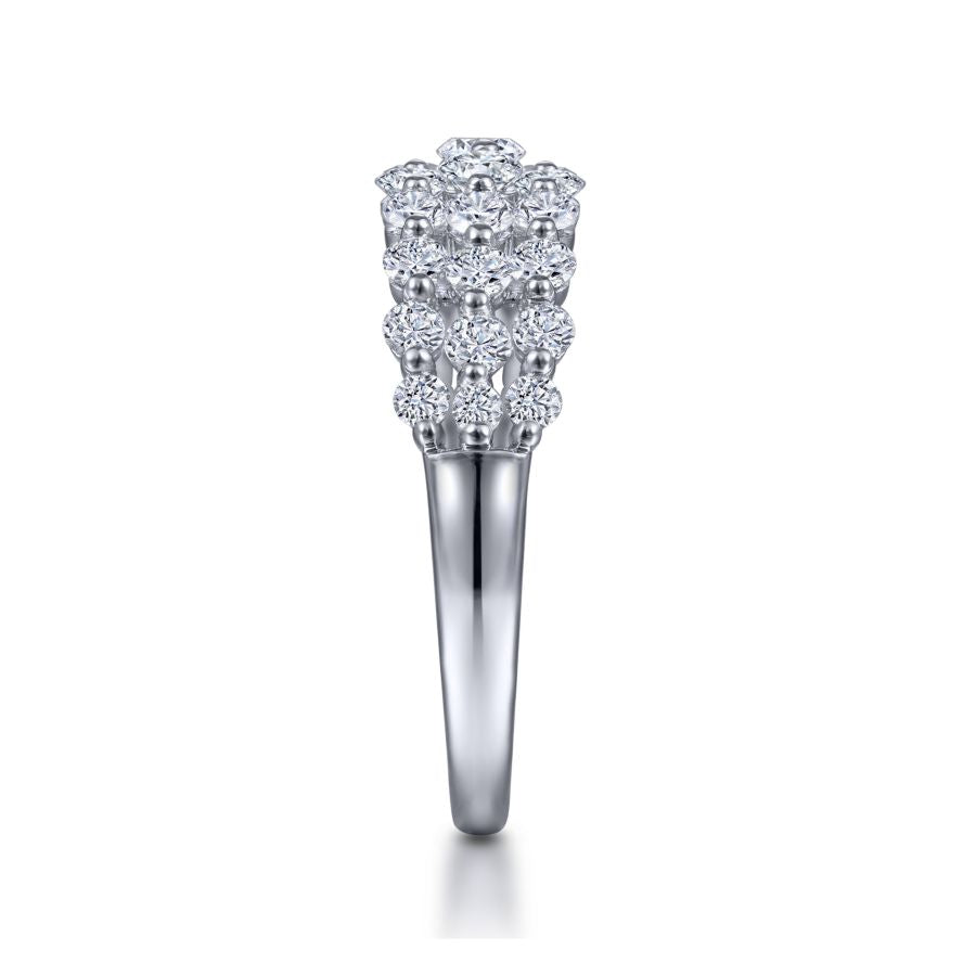 14K White Gold Multi Row Diamond Ring