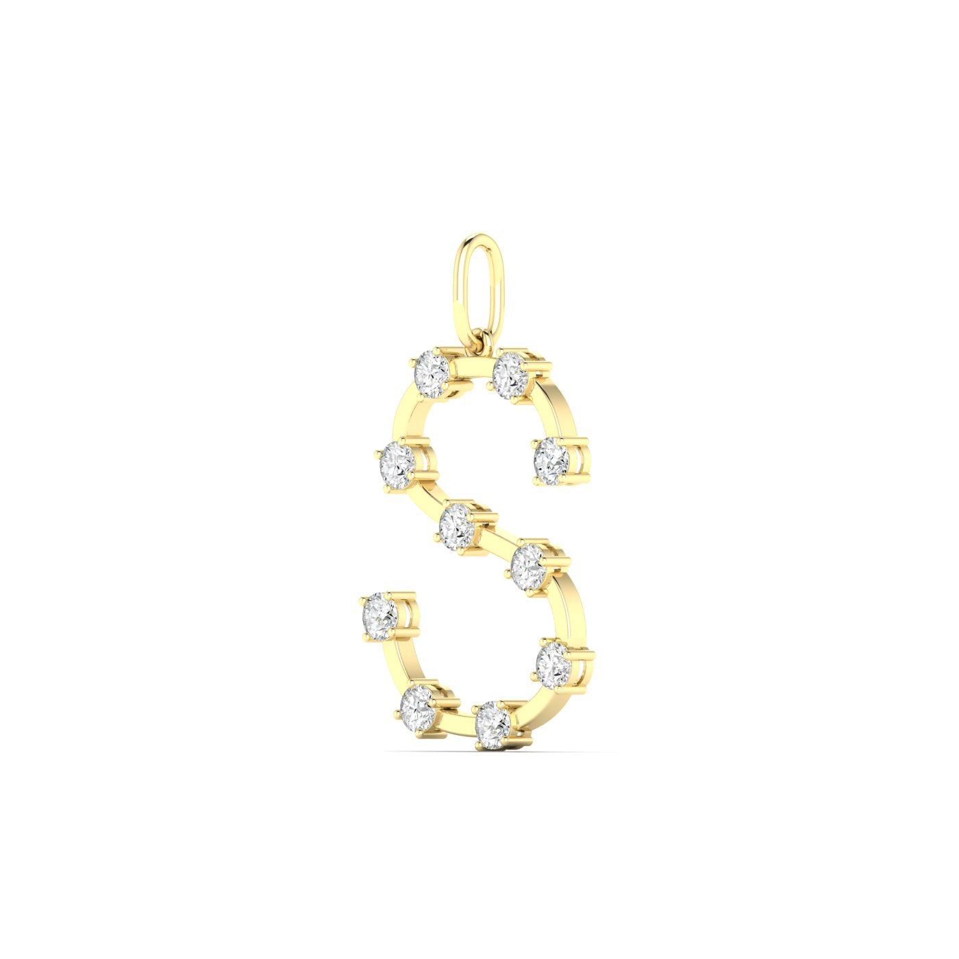 14K YELLOW LAB GROWN DIAMOND LETTER S