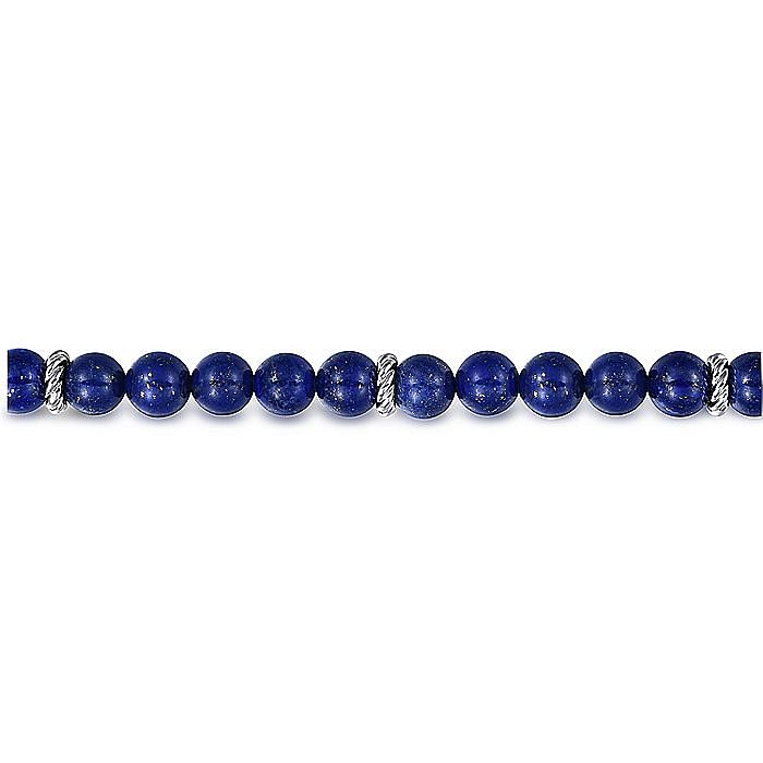 STERLING SILVER 8MM LAPIS BEADED BRACELET