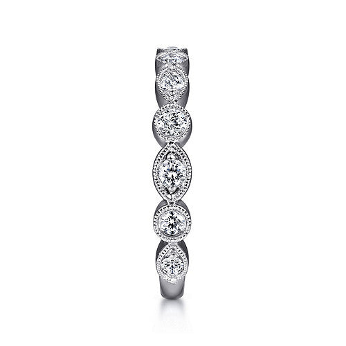 14K White Gold Geometric Diamond Stackable Ring