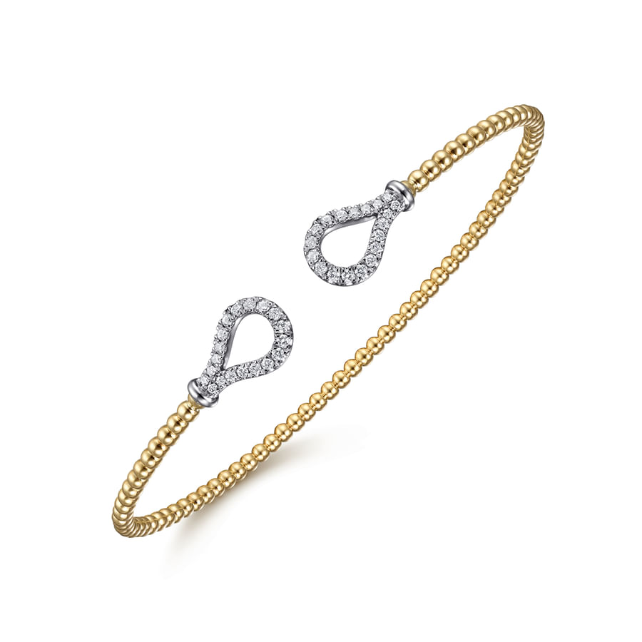14K YELLOW0WHITE GOLD BUJUKAN DIAMOND TEARDROPS BANGLE