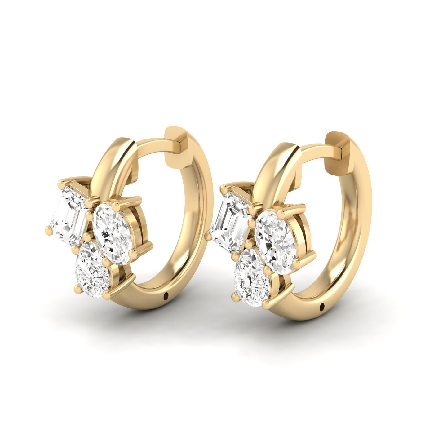 14K YELLOW LAB GROWN DIAMOND HOOPS