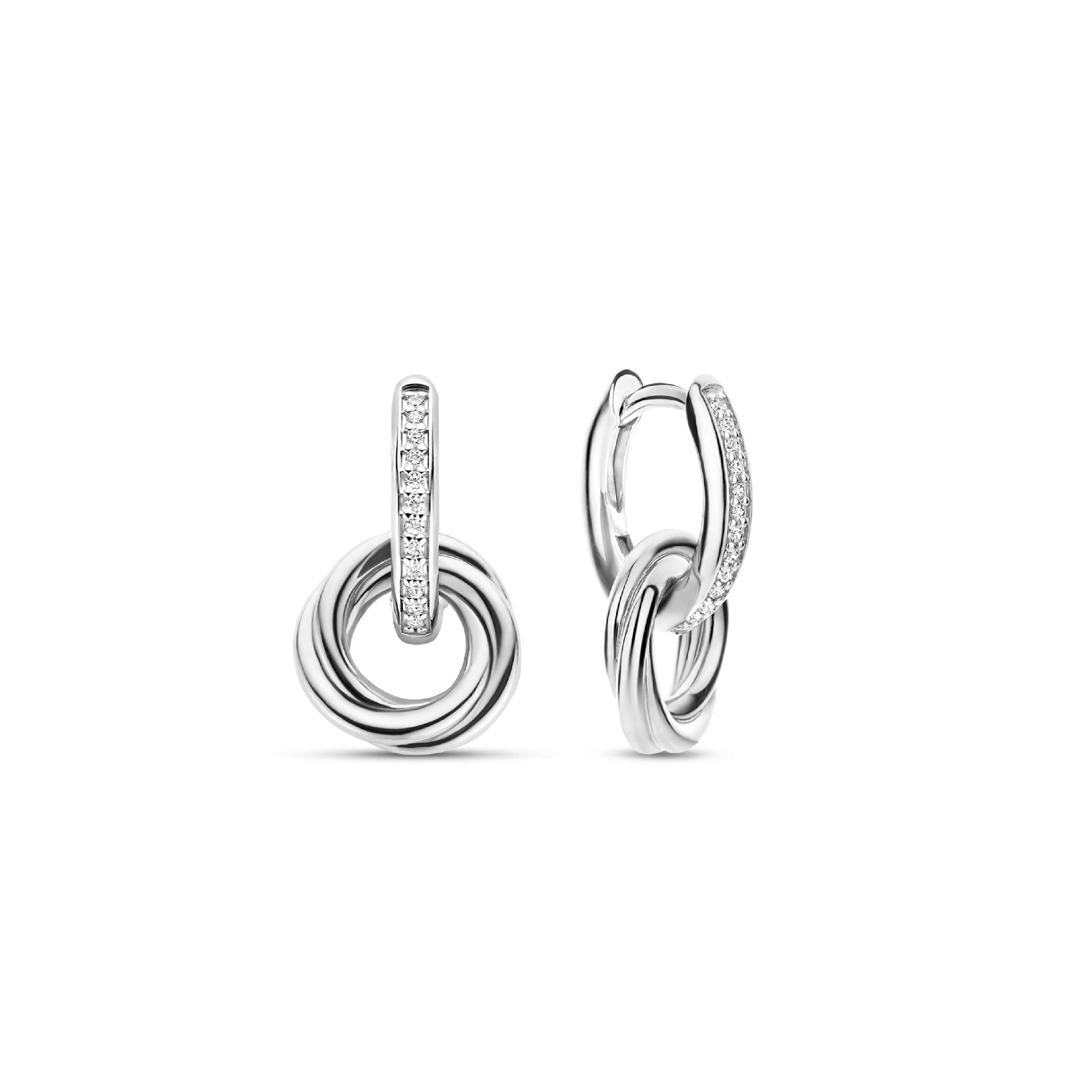SS/CZ DOUBLE CIRCLE EARRINGS