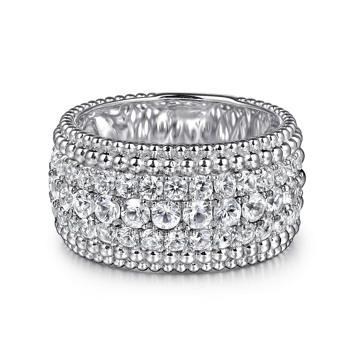 STERLING SILVER BUJUKAN WHITE SAPPHIRE WIDE BAND RING