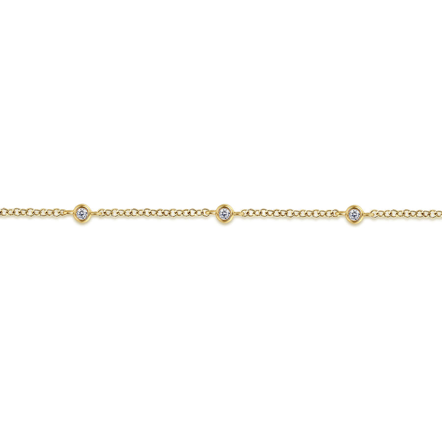 14 KARAT YELLOW GOLD DIAMOND STATIONS CHAIN BRACELET