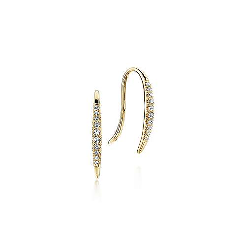 14K Yellow Gold Tapered Diamond Threader Drop Earrings