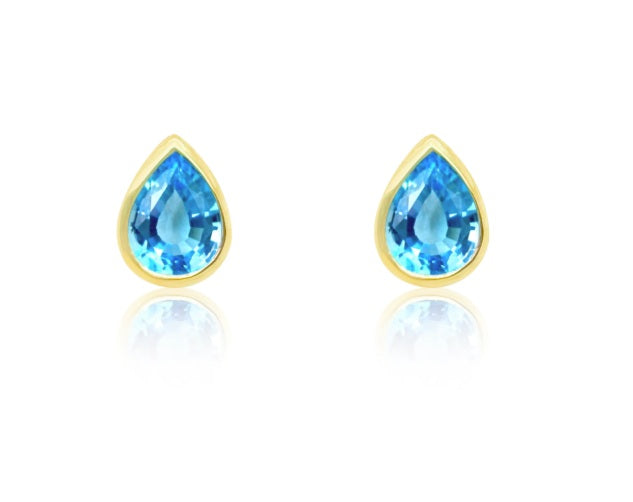 BLUE TOPAZ PEAR STUDS