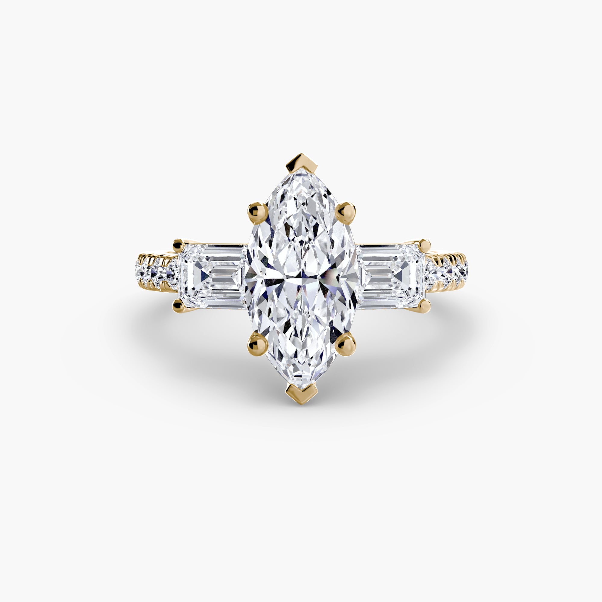 Three-Stone Ring with Pavé Band 4